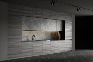Custom dining area with wood finishes